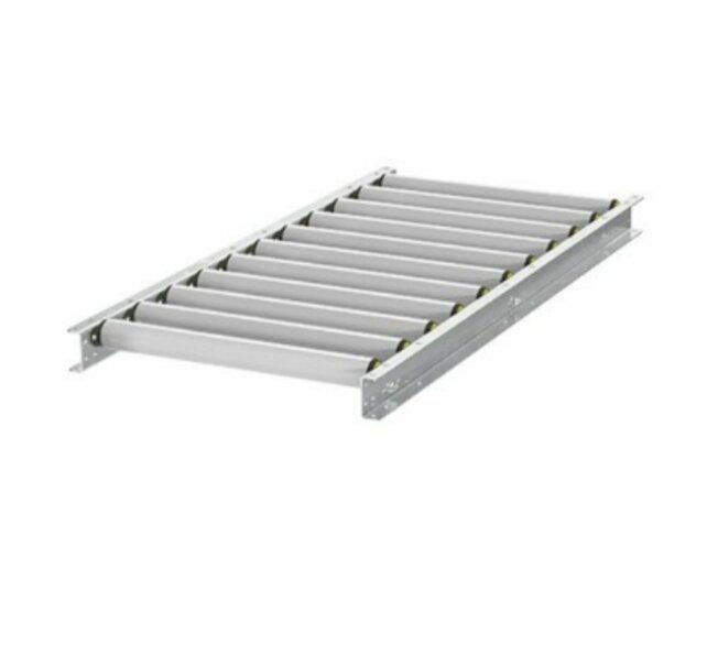Zwaartekracht Dozenrollenbaan Set 1200x500 mm (Kunststof Rollen) incl. Verstelbare Steunpoot 651–959 mm