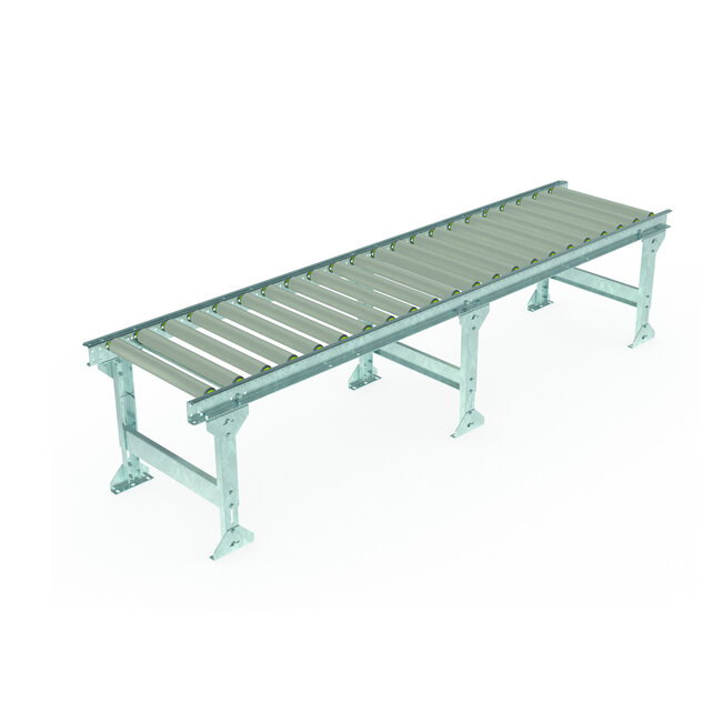Zwaartekracht Dozenrollenbaan Satz 2400x500 mm (Kunststoff Rollen) incl. Verstelbare Steunpoot 651–959 mm