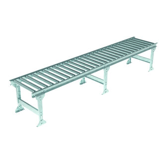 Gravity box roller conveyor 3000x500 mm (steel rollers) with adjustable leg supports 651–959 mm