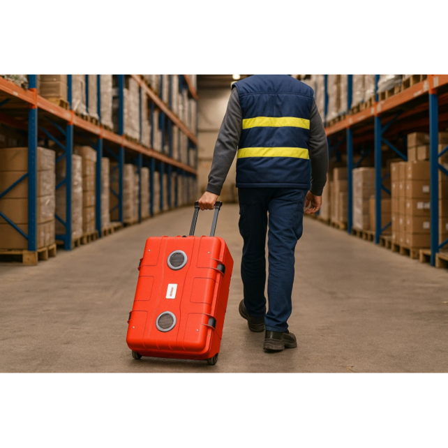 Fire Protection Trolley – Lithium Battery Safety Transport Case – 800 × 600 × 445 mm