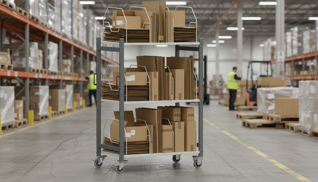 Cardboard Packaging Trolley 1000 – 1100 x 695 x 1595 mm – Load Capacity 200 kg