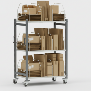 Cardboard Packaging Trolley 1000 – 1100 x 695 x 1595 mm – Load Capacity 200 kg