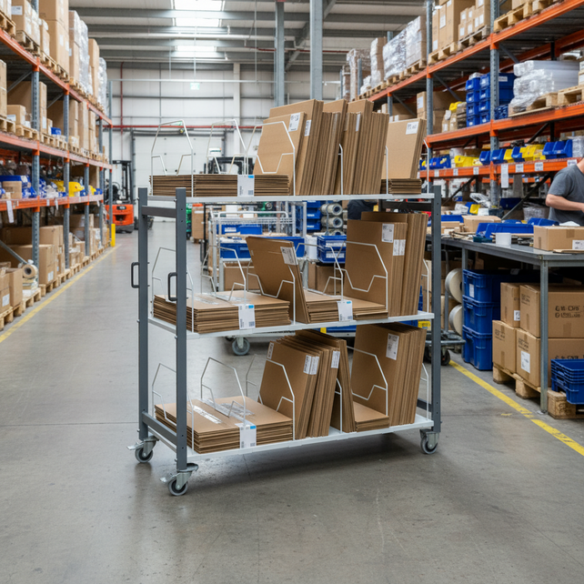 Kartonnen Verpakkingstrolley 1500 – 1600 x 695 x 1595 mm – Draagvermogen 200 kg