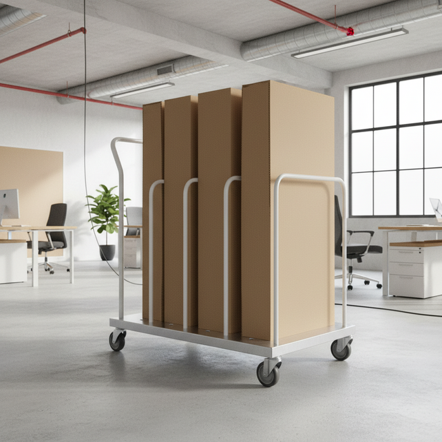 Kartonnen Transportwagen Laag – 980 x 700 x 1115 mm – Tragfähigkeit 100 kg