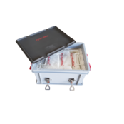 XS-Box with PyroBubbles – Lithium Battery Safety Box 400 × 300 × 235 mm