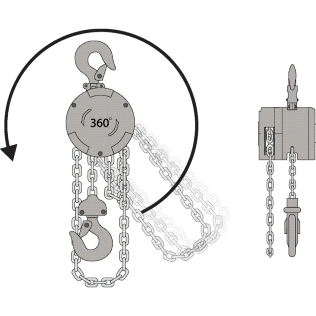 AluFlex 360 Handkettenzug 250–500 kg – 360° drehbar – Hubhöhe bis 10 m