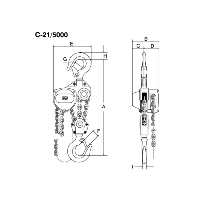 Elephant C-21 Handkettingtakel 0.5–5 Ton – Hefhoogte tot 10 m