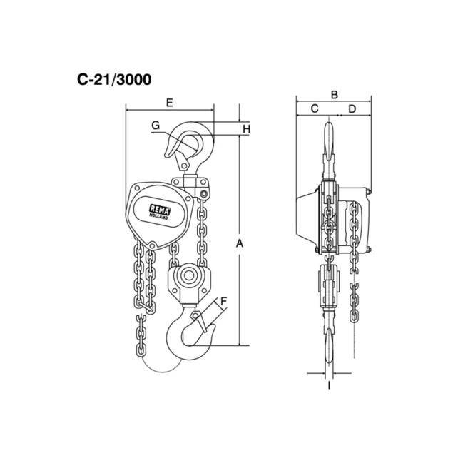 Elephant C-21 Handkettingtakel 0.5–5 Ton – Hefhoogte tot 10 m