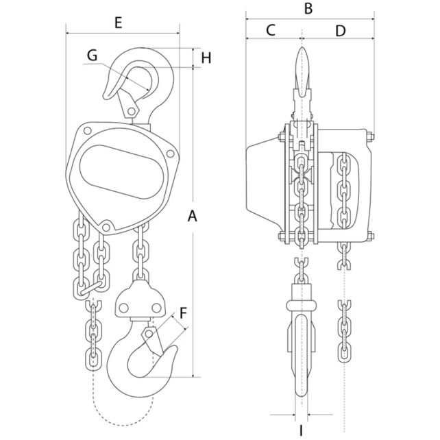 Elephant PIH/H100 Reinraum-Handkettenzug – 0,5–2 t, Hubhöhe 3 m
