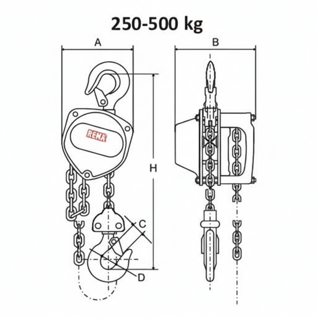 BLACK-LINE Handkettingtakel 0.25–0.5 Ton – Hefhoogte 10–15 m