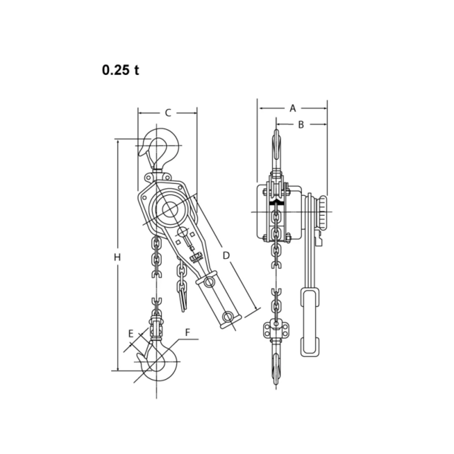 Select 2 OD Hebelzug mit Überlastschutz – 0,25–9 t, Hubhöhe 1,5–6 m