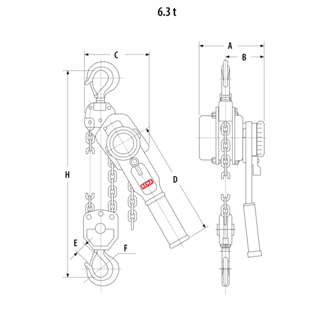 X-Line Hebelzug – 0,25–6,3 t, Hubhöhe 1,5–6 m