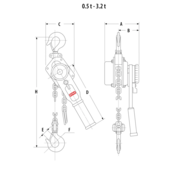 Palan à Levier X-Line 0.25–6.3 Tonnes – Hauteur de Levage 1.5–6 m