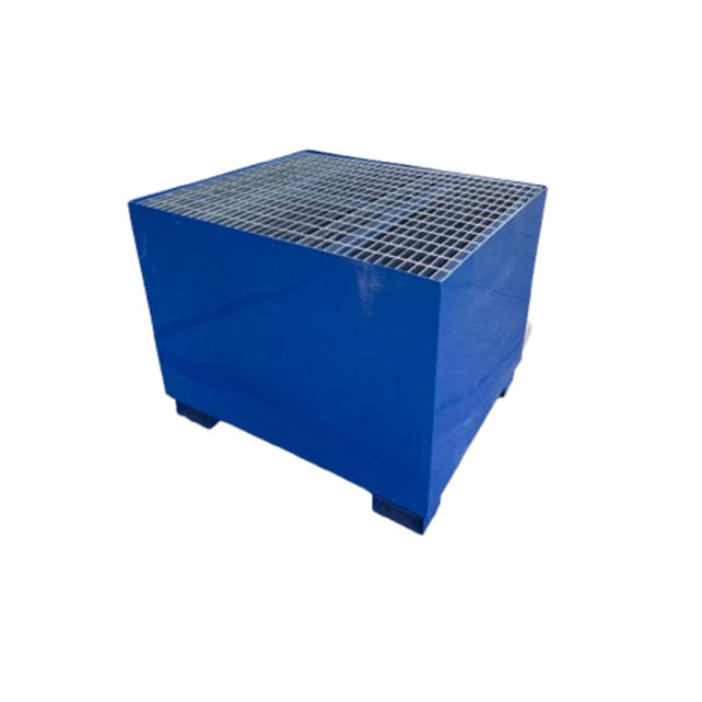 IBC-Auffangwanne aus Stahl für 1 IBC-Container bis 1.050 Liter, 1.200 kg Tragkraft, mit verzinktem Gitterrost