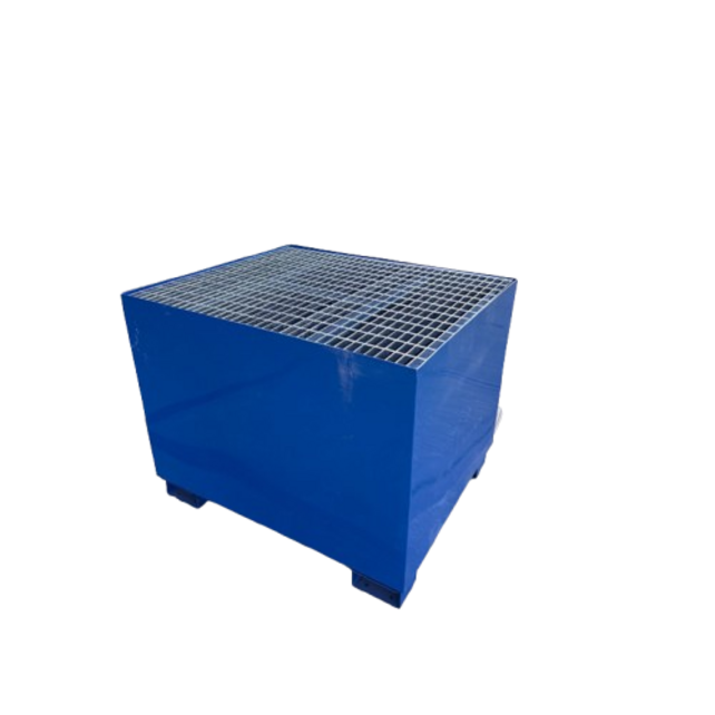IBC-Auffangwanne aus Stahl für 1 IBC-Container bis 1.050 Liter, 1.200 kg Tragkraft, mit verzinktem Gitterrost