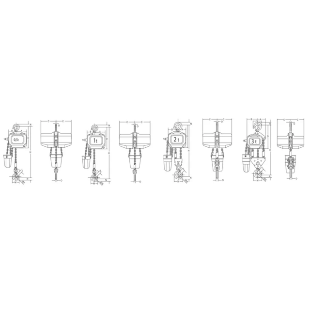 Elephant FAH 400 V 1‑Speed Electric Chain Hoist – 0.5 – 3 t – Lifting Height 3–10 m