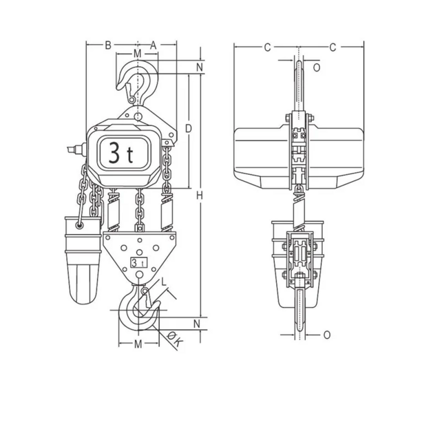 Elephant FAH 400 V 1-Gang Elektrokettenzug – 0,5–3 t, Hubhöhe 3–10 m