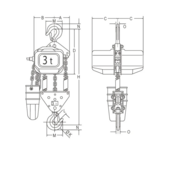 Elephant FBH 400 V 2-Gang Elektrokettenzug – 0,5–3 t, Hubhöhe 3–10 m