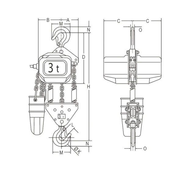 Elephant FBH 400 V 2-Gang Elektrokettenzug – 0,5–3 t, Hubhöhe 3–10 m