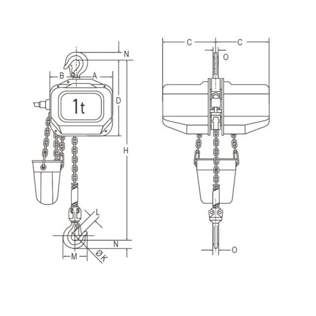 Elephant FBH 400 V 2-Gang Elektrokettenzug – 0,5–3 t, Hubhöhe 3–10 m