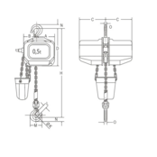 Elephant FBH 400 V 2-Gang Elektrokettenzug – 0,5–3 t, Hubhöhe 3–10 m