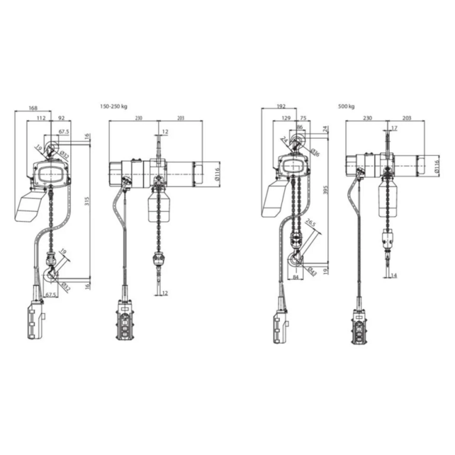 Elephant ALC 400 V Elektrokettenzug – 150–500 kg – 1 Geschwindigkeit – Hubhöhe 3–10 m