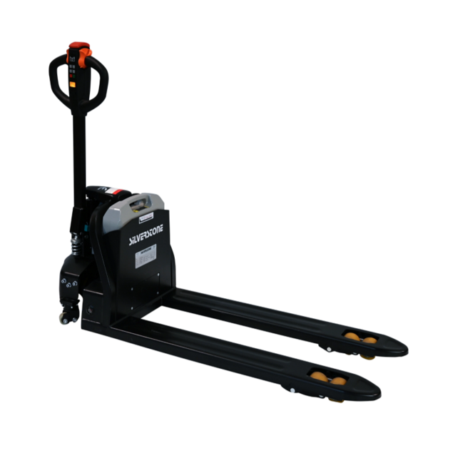 Aangedreven Pallettruck tot 1500kg – Walkie – Lithium Accu– 200mm Hefhoogte