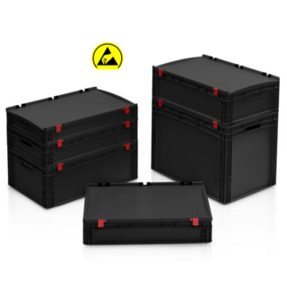ESD EURO crate 60x40x9 with lid
