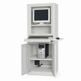 Armoire Informatique AIC500 – Poste De Travail Industriel – 650 x 550 x 1750 mm – Gris Clair RAL7035