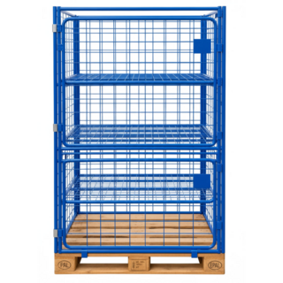 Cage Container metal H1800mm 3 shelves and 2 folding windows  from steel