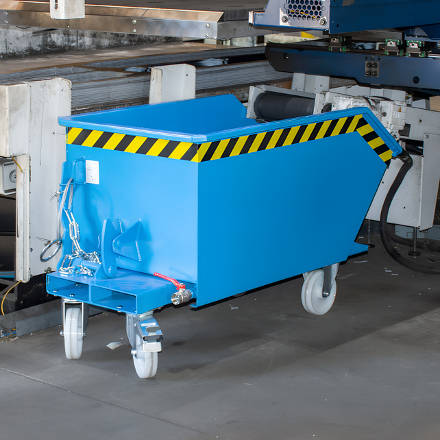 Swarf Tipper Container GU-E model with drain tap and sieve insert
