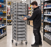 Bin Trolley 11 levels 460 x 590 x 1880 mm - 150 kg - with brakes
