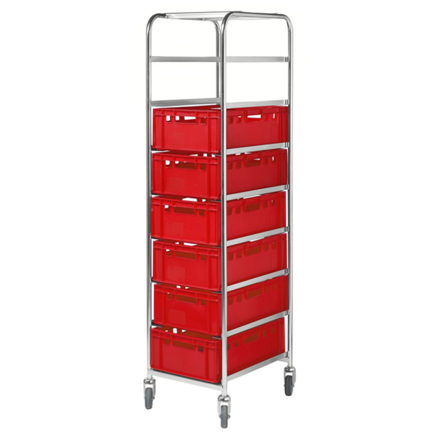 Chariot porte-bacs 8 niveaux 460 x 590 x 1880 mm - 150 kg - avec freins