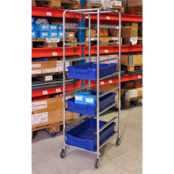 Chariot porte-bacs 8 niveaux 460 x 590 x 1880 mm - 150 kg - avec freins