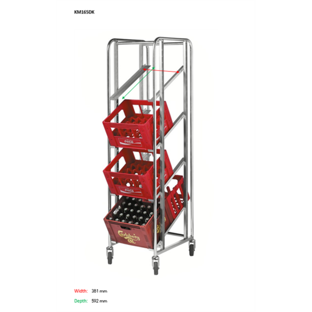 Bin Trolley 4 levels 435 x 585 x 1880 mm - 150 kg - with brakes