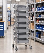 Chariot porte-bacs 7 niveaux 660 x 410 x 1850 mm - 150 kg - avec freins