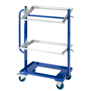 Chariot porte-bacs 3 niveaux 800 x 415 x 1100 mm - 150 kg - avec freins