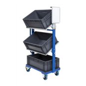 Chariot porte-bacs 3 niveaux 800 x 415 x 1100 mm - 150 kg - avec freins