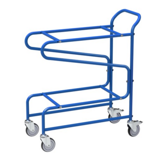 Chariot porte-bacs 2 niveaux 975 x 435 x 1110 mm - 100 kg - avec freins