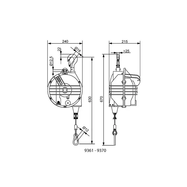 BAL-H spring tool balancers - 7-105 kg