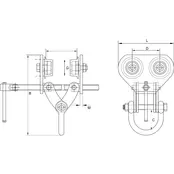 B professional beam clamps and hand trolleys - 3000-10000 kg