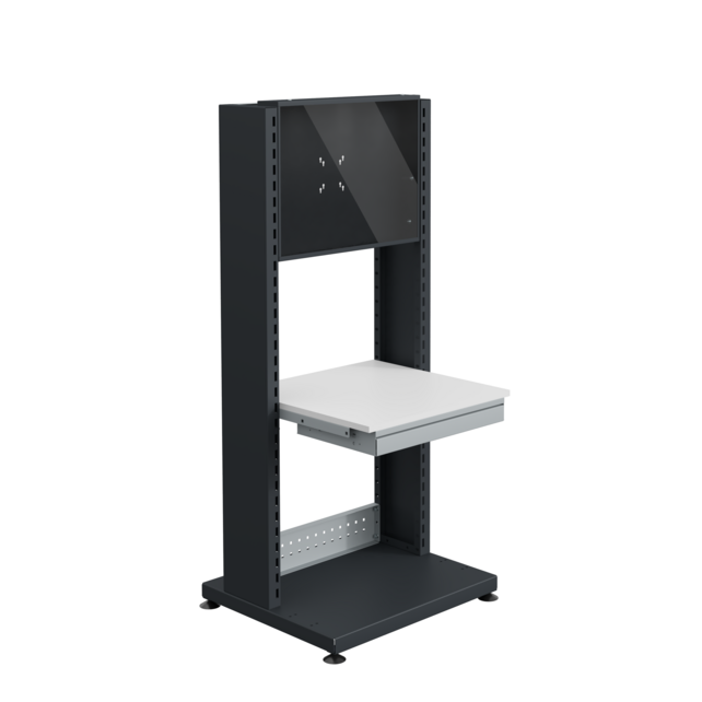 DIGIT Computerarbeitsstation mit Bildschirmgehäuse, 746 mm breit, mit Nivellierfüßen