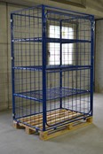 Palettenaufsatzrahmen aus Stahl H1800mm mit 3 Fachböden und 2 Klappen - Faltbar