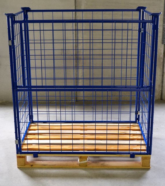 Palettenaufsatzrahmen klappbare Konstruktion stapelbar 1000 mm (1200x800) | RAL5010 | 1000 kg