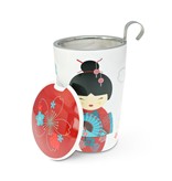 Mok little geisha rood - Aardewerken mok met filter en deksel