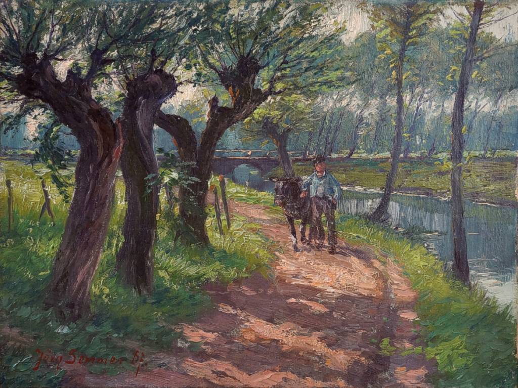 Jörg Sommer (*1881) » Öl-Gemälde Impressionismus Landschaft Niederrhein Düsseldorfer Malerschule