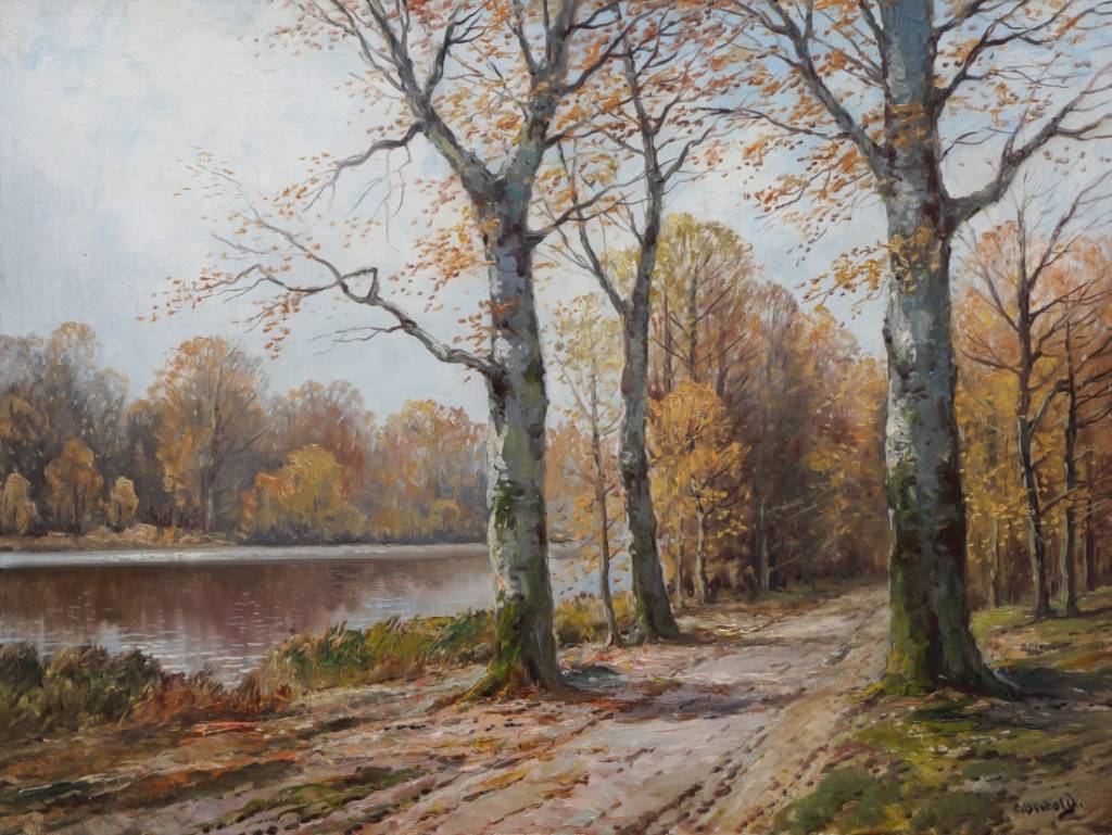 Carl Bertold (*1870) » Öl-Gemälde Herbst Landschaft Düsseldorfer Malerschule