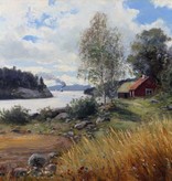 Konrad Simonsson (1843 - 1911) » Öl-Gemälde skandinavische Landschaft Fjord Fjordlandschaft Landschaft