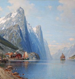 Carl Bertold (*1870) » Öl-Gemälde Meer nordische Fjordlandschaft