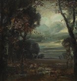 Emmy Lischke (1860 - 1919) » Öl-Gemälde Jugendstil Secession Wald Mond Mondschein Mondnacht Nacht Landschaft